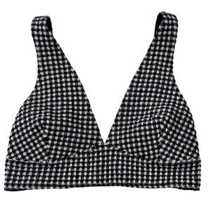 VOLCOM Xo CocoHo Houndstooth Bikini Crop‎ Top Women's Small Textured Pull-On NEW